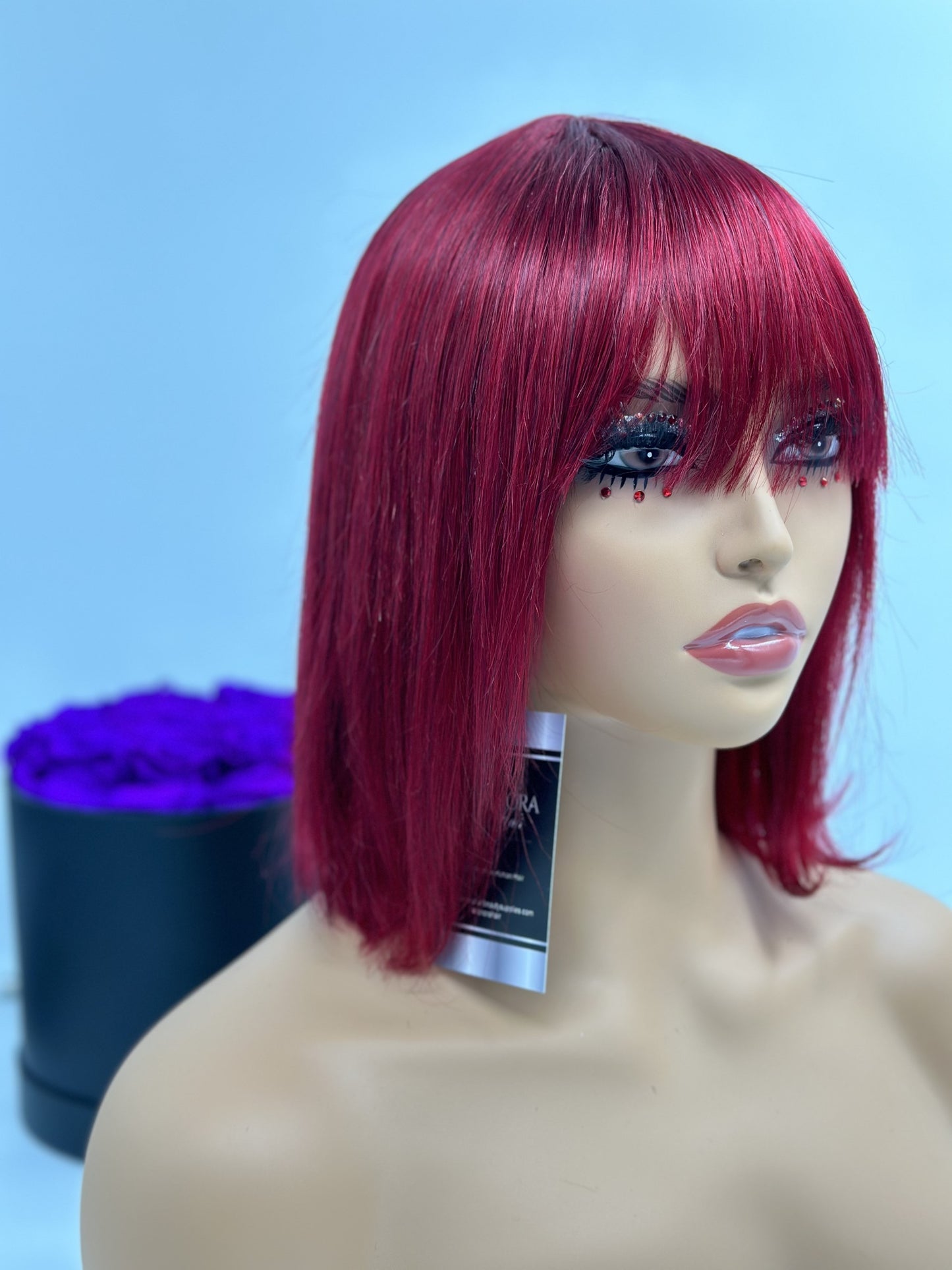 8" Bob wigs with bangs 100% Brazilian Human Hair - 150% Density Machine made Multiple Colors
