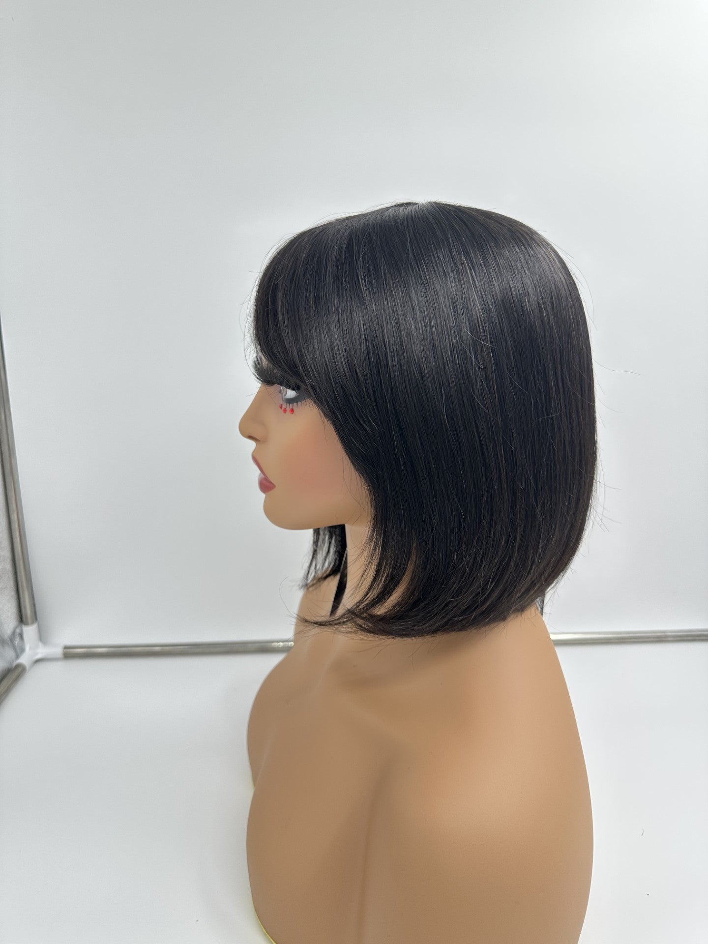 8" Bob wigs with bangs 100% Brazilian Human Hair - 150% Density Machine made Multiple Colors